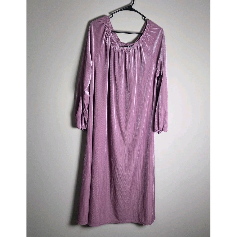 LuLaRoe Elegant Marly Dress 2XL Mauve Dusty Rose Crushed Velvet Long Sleeve
